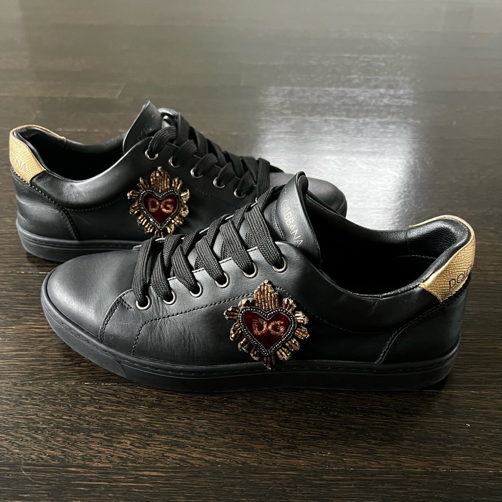 DOLCE&GABBANA Leather Heart Top Sneakers Shoes